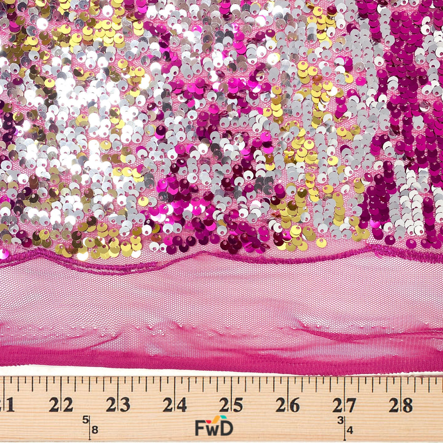 Feversible Sequins Shiny Two Tone Reversible Sequins Fabric on Mesh $19.99/Yard ON SALE!