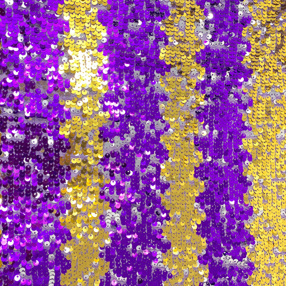 Shiny Two Tone Reversible Sequins Fabric on Mesh $19.99/Yard ON SALE!